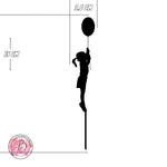 Girl with balloon silhouette birthday cake topper