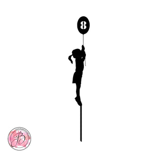 Personalised girl with balloon silhouette birthday cake topper