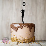 Personalised girl with balloon silhouette birthday cake topper