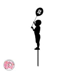 Personalised boy with balloon silhouette birthday cake topper