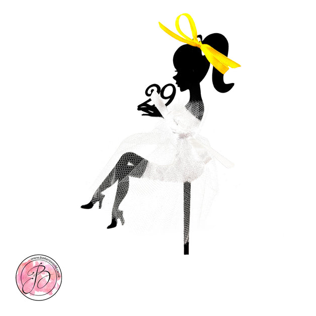 Personalised sitting girl silhouette with tutu cake topper – Bakers World