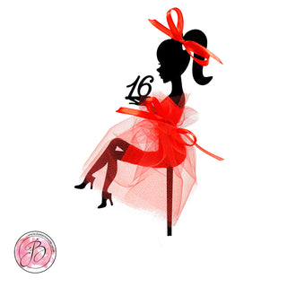 Personalised sitting girl silhouette with tutu cake topper