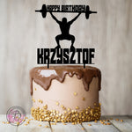 Personalised weightlifter happy birthday cake topper