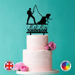 Personalised fisherman groom bride Mr & Mrs - wedding cake topper