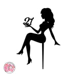 Personalised sitting girl silhouette cake topper