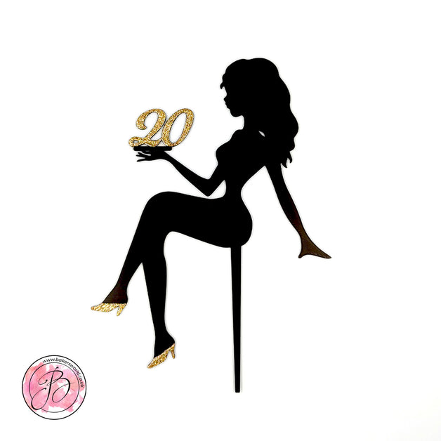 chinese dress ladies GIRL/LADY SITTING SILHOUETTE CAKE TOPPER – Theafrocakery main image 1