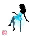 Personalised sitting girl silhouette with tutu cake topper