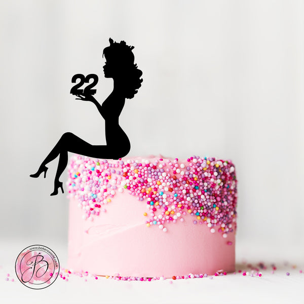 Personalised sitting girl silhouette cake topper