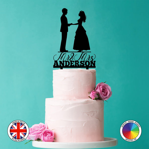 Personalised Bride and Groom with "Mr & Mrs" - wedding cake topper