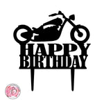 Motorcycle Happy Birthday cake topper