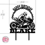 Personalised Motorcycle Happy Birthday cake topper