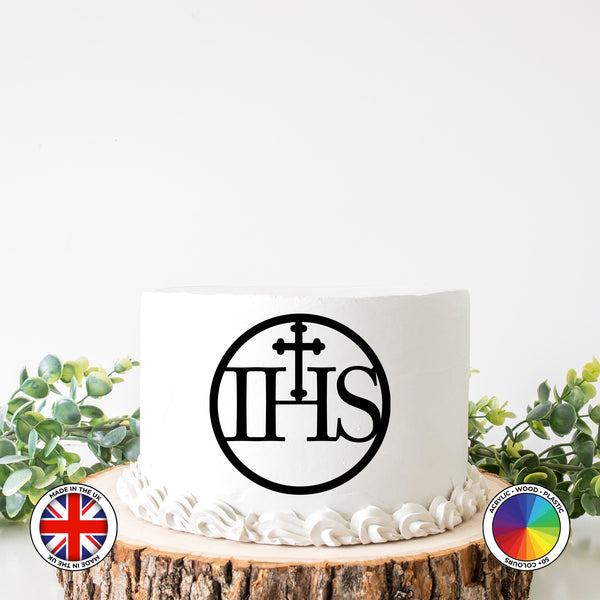 IHS with cross Charm - First Holy Communion cake topper