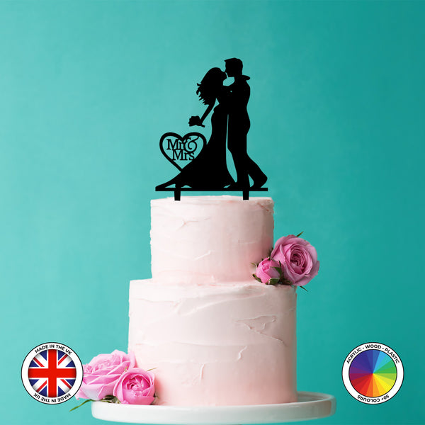 Mr & Mrs kissing couple - wedding cake topper