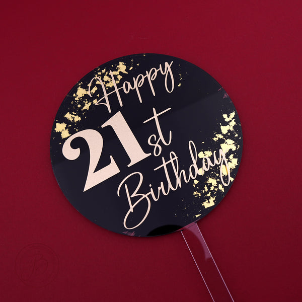 Personalised Round paddle / lollipop style Birthday acrylic cake topper