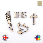 Set of Communion Cake Charms ( wheat, cross, dove, IHS )