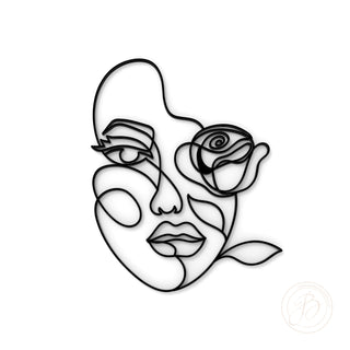 One Line Face Woman Hair Line Art Cake Topper Abstract Face Cake