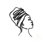 One line African Woman with Head tie Cake Charm