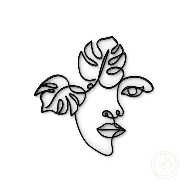 One line face with Monstera leaf Cake Charm