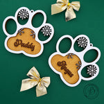 Personalised Dog Paw dual-layer wooden Christmas ornament Decor