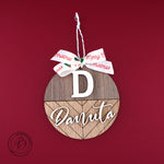 Personalised Monogram and Name Christmas bauble with pattern triple-layer wooden Decor