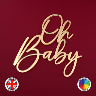 "Oh baby" Baby Shower Script Cake Charm