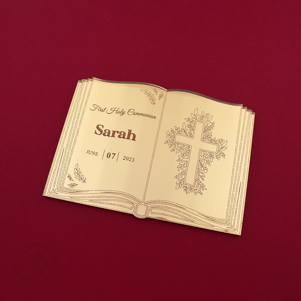 Personalised Open book Prayer book Communion Cake Charm / Topper