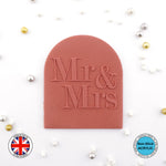 Mr & Mrs Wedding Embosser with Quatrefoil Pattern Background