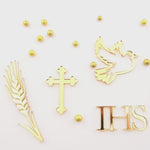 Set of Communion Cake Charms ( wheat, cross, dove, IHS )