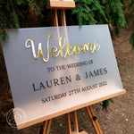 Frosted Luxury Wedding Welcome Sign