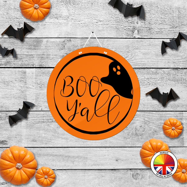 Boo Yall - Round Acrylic Halloween Door Sign – Bakers World