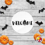 WELCOME - Round Acrylic Halloween Door Sign