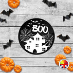 BOO - Round Acrylic Halloween Door Sign