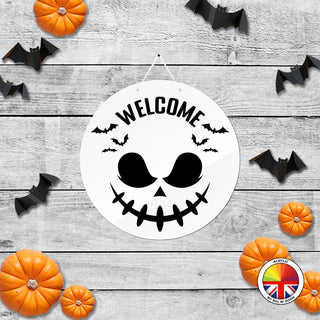 Welcome - Round Acrylic Halloween Door Sign