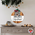 MERRY christmas - Round Wooden Christmas Door Sign