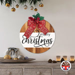 merry christmas - Round Wooden Christmas Door Sign