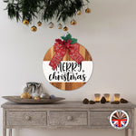 MERRY christmas - Round Wooden Christmas Door Sign